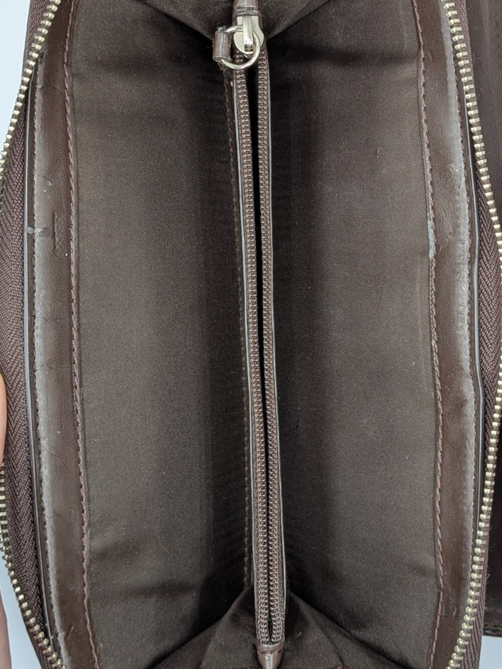 Coach Signature C Jacquard Canvas Patent Leather Zip Around Folding Wallet Dark - Picture 15 of 16